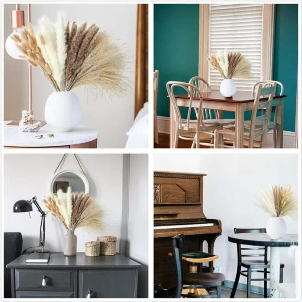 Dried Pampas Grass Decor, 100 Stems Pampas Grass Contains Bunny Tails Dried